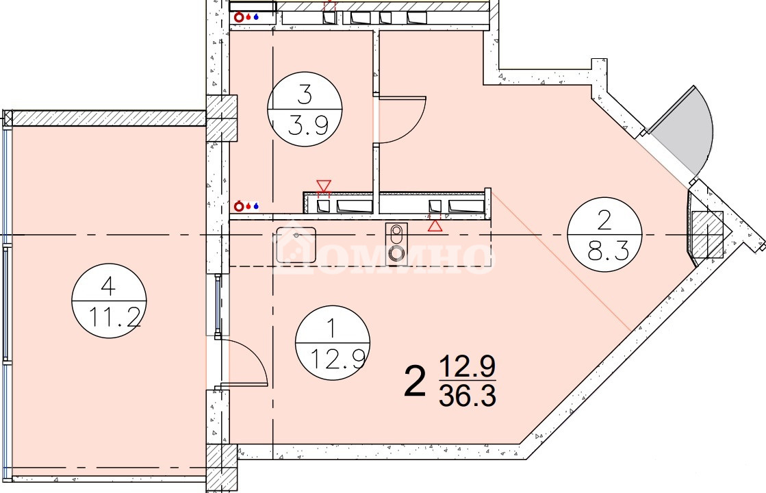 Студия, 36.3 м², 16 этаж из 16