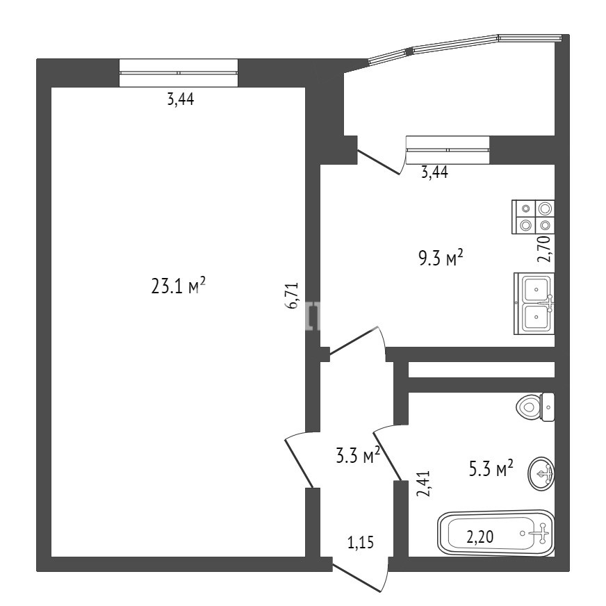 1-комн. квартира, 44 м², 14 этаж из 15