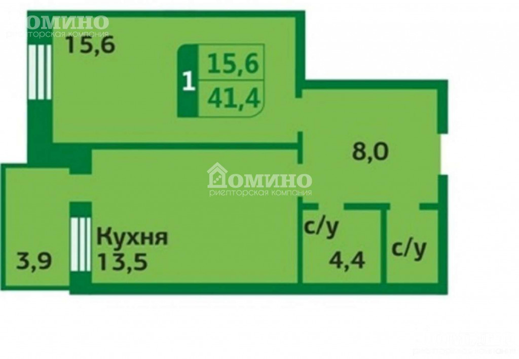 1-комн. квартира, 42.1 м², 1 этаж из 17