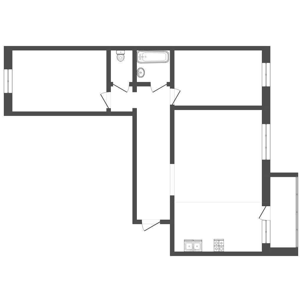 2-комн. квартира, 76.4 м², 4 этаж из 5