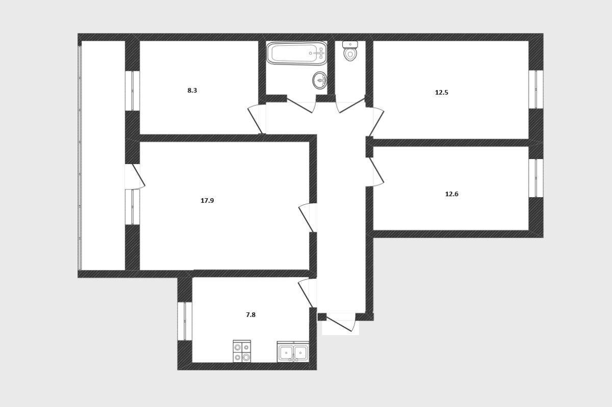 4-комн. квартира, 73 м², 5 этаж из 9