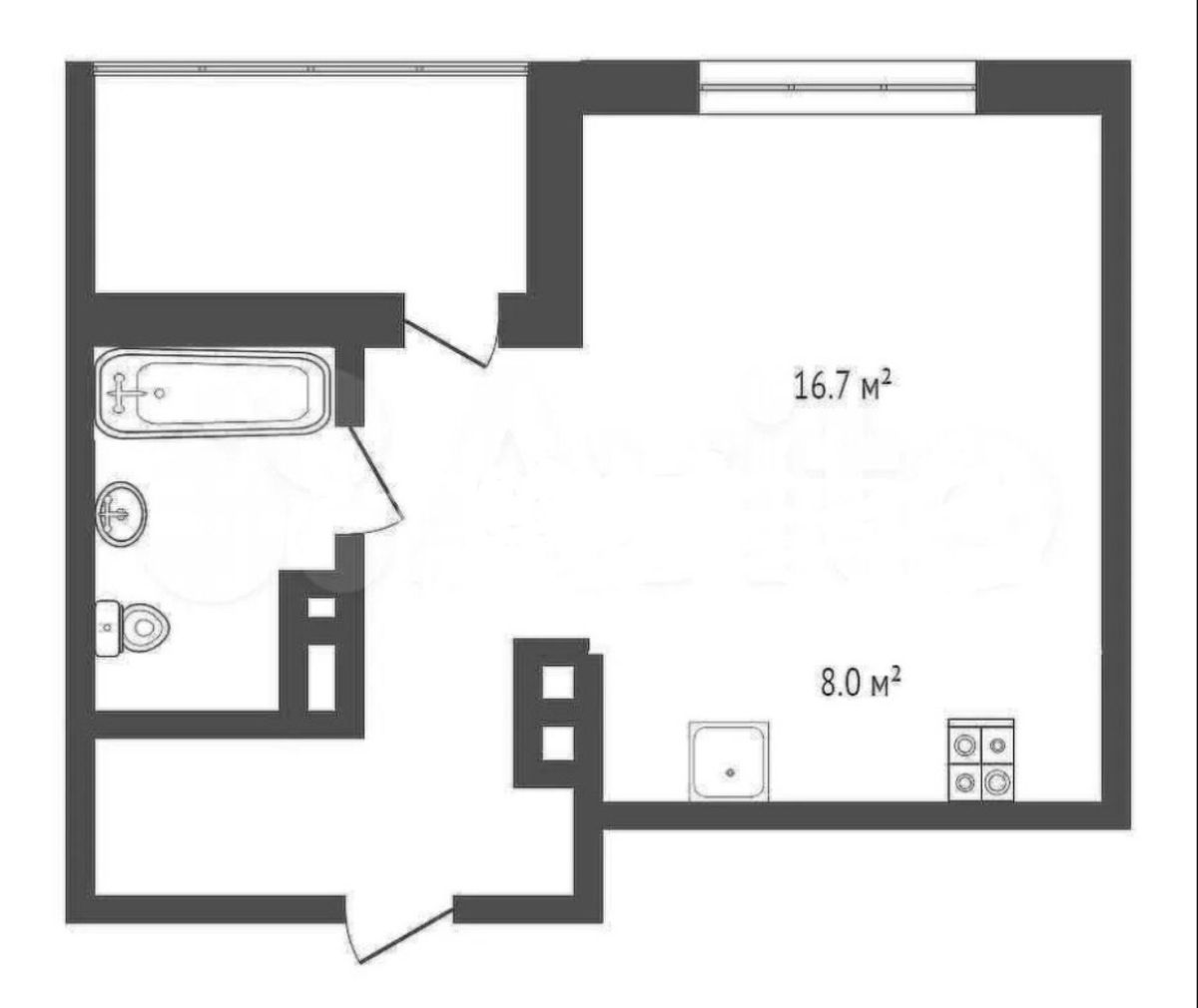 Студия, 34 м², 5 этаж из 12