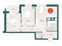 2-комн. квартира, 61.75 м²