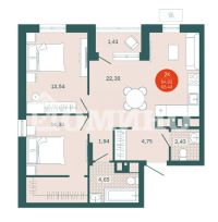 2-комн. квартира, 64.02 м²