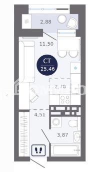 Студия, 25.5 м²