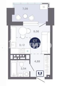 Студия, 28.2 м²