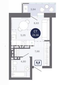 Студия, 30 м²