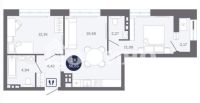 2-комн. квартира, 56.63 м²