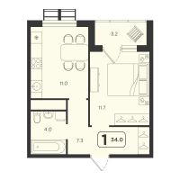 1-комн. квартира, 34 м²