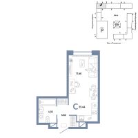 Студия, 25.4 м²