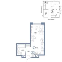 Студия, 25.2 м²
