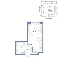 Студия, 24.2 м²