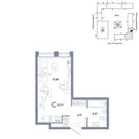 Студия, 25.7 м²