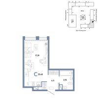 Студия, 25.4 м²
