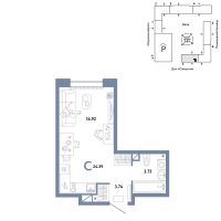 Студия, 24.4 м²
