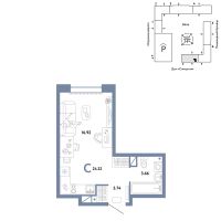 Студия, 24.3 м²