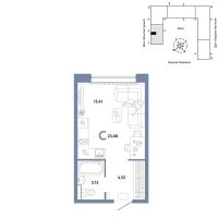 Студия, 23.1 м²