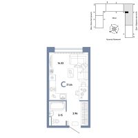 Студия, 21.4 м²