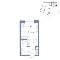 Студия, 21.9 м²