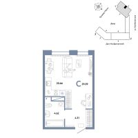 Студия, 29.6 м²