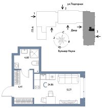 Студия, 24.9 м²