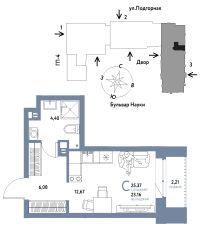 Студия, 25.4 м²