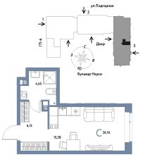 Студия, 26.2 м²