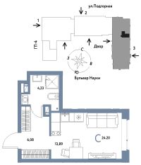 Студия, 24.2 м²