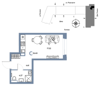 Студия, 26.5 м²