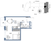 Студия, 34.1 м²