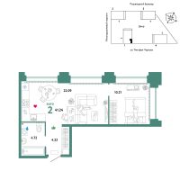 2-комн. квартира, 41.2 м²