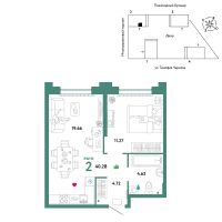 2-комн. квартира, 40.3 м²
