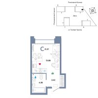 Студия, 21.6 м²
