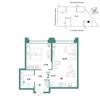 2-комн. квартира, 41.2 м²