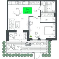 1-комн. квартира, 63.1 м²