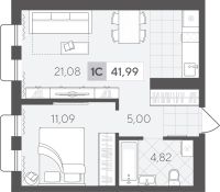 1-комн. квартира, 42 м²