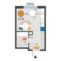 Студия, 23.8 м²