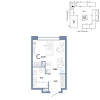Студия, 21.7 м²