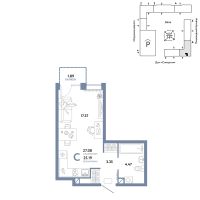 Студия, 27.1 м²