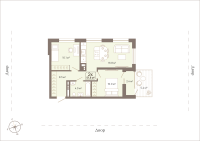 2-комн. квартира, 51.6 м²