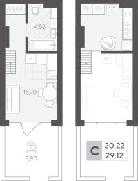 Студия, 29.1 м²