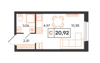 Студия, 20.9 м²