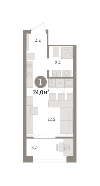 Студия, 24 м²