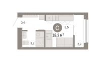 Студия, 18.2 м²