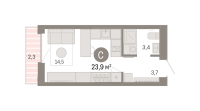 Студия, 23.9 м²