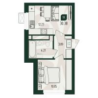 1-комн. квартира, 30.4 м²