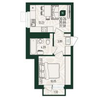 1-комн. квартира, 31.6 м²