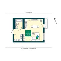 Студия, 33.1 м²