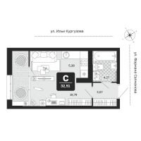 Студия, 32.5 м²