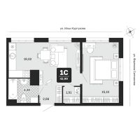 1-комн. квартира, 43 м²